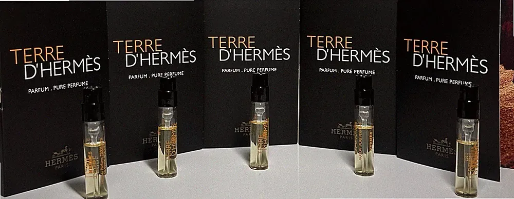 HERMÈS Terre d'Hermès Parfum Woody Sample Spray, 0.06 fl oz-2ml. Lot of 5 units