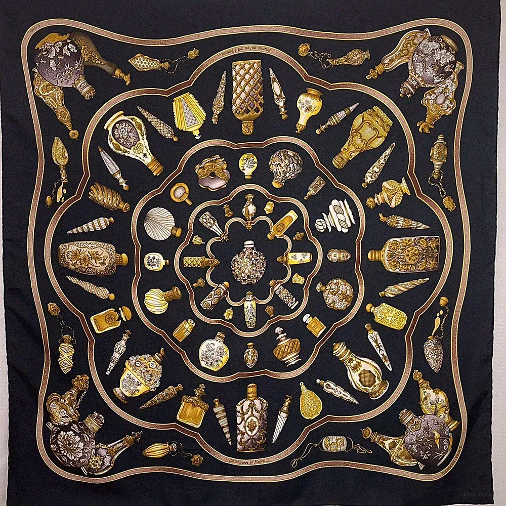 HERMES Perfume Silk Scarf QU IMPORTE LE FLACON - 90 cm Square - 5287