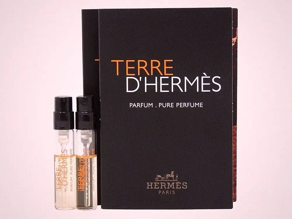 HERMES TERRE D'HERMES PARFUM PURE PERFUME 2.0ml .06oz x 2 COLOGNE SPRAY SAMPLES