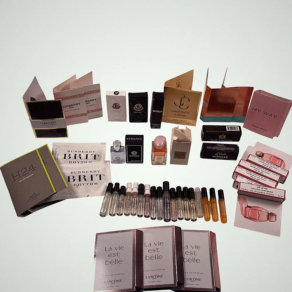 Lot of 26 Designer Perfume Samples Versace-Jimmy Choo-YSL-Armani-Hermes and more